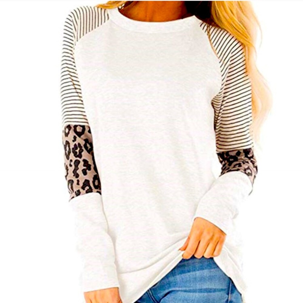 Color Block Leopard and Striped tee